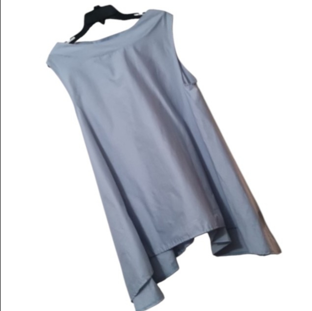 Woman’s Blue Cotton Asymmetrical Top - Picture 7 of 9